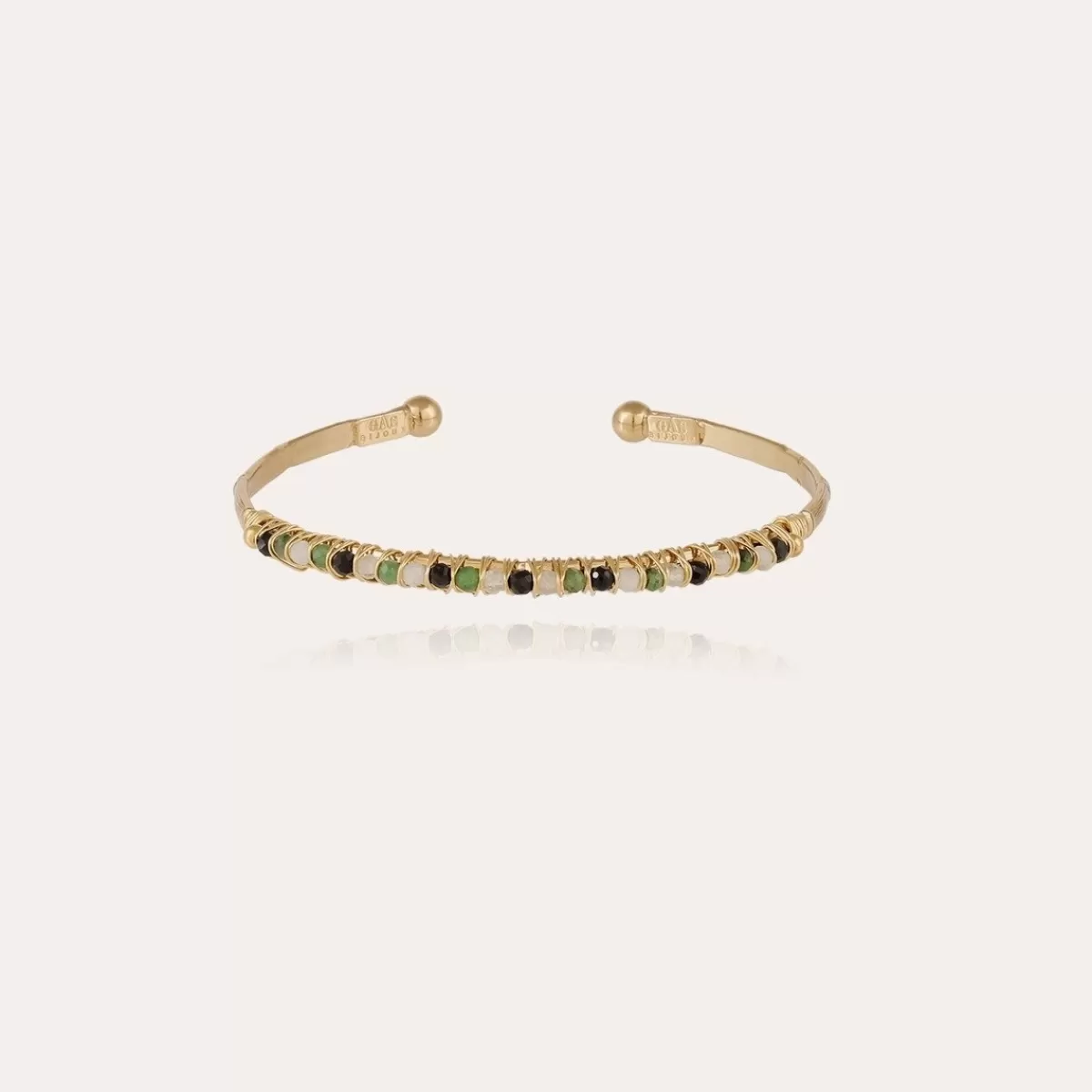 Gas Bijoux Bracelet Lyre jonc petit modèle doré - Pierres fines Nacre blanche Discount