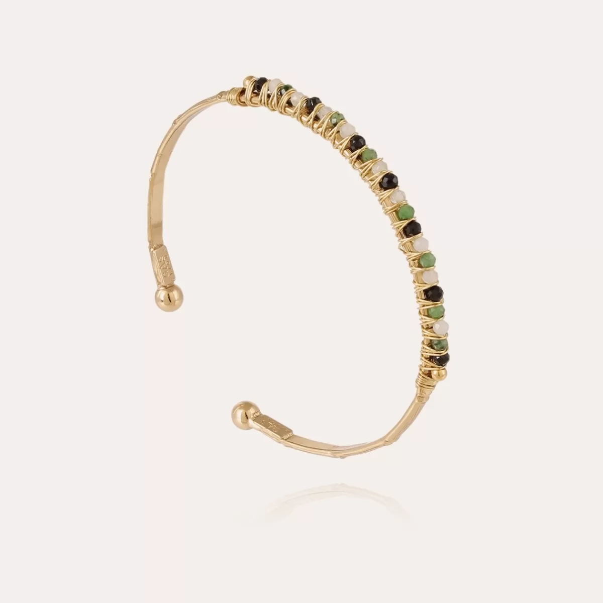 Gas Bijoux Bracelet Lyre jonc petit modèle doré - Pierres fines Nacre blanche Discount