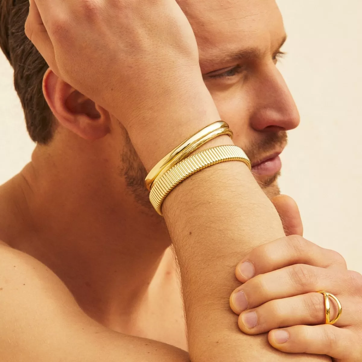 Gas Bijoux Bracelet Milos grand modèle doré Best Sale