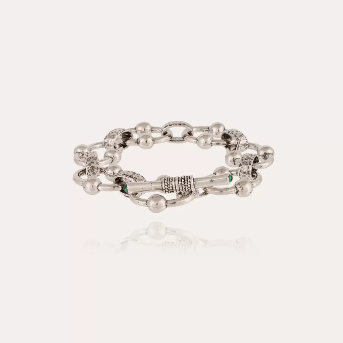 Gas Bijoux Bracelet rivage argenté - Malachite Fashion