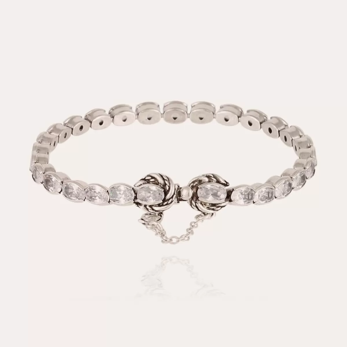 Gas Bijoux Bracelet Riviera Fleur grand modèle argenté - Zircone Best