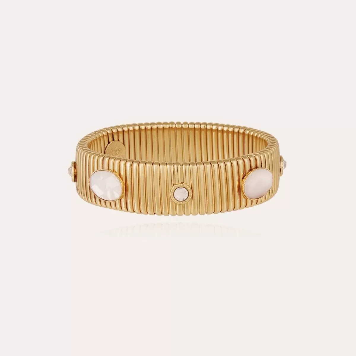 Gas Bijoux Bracelet Strada moyen modèle doré - Nacre blanche & Strass Cristal Flash Sale