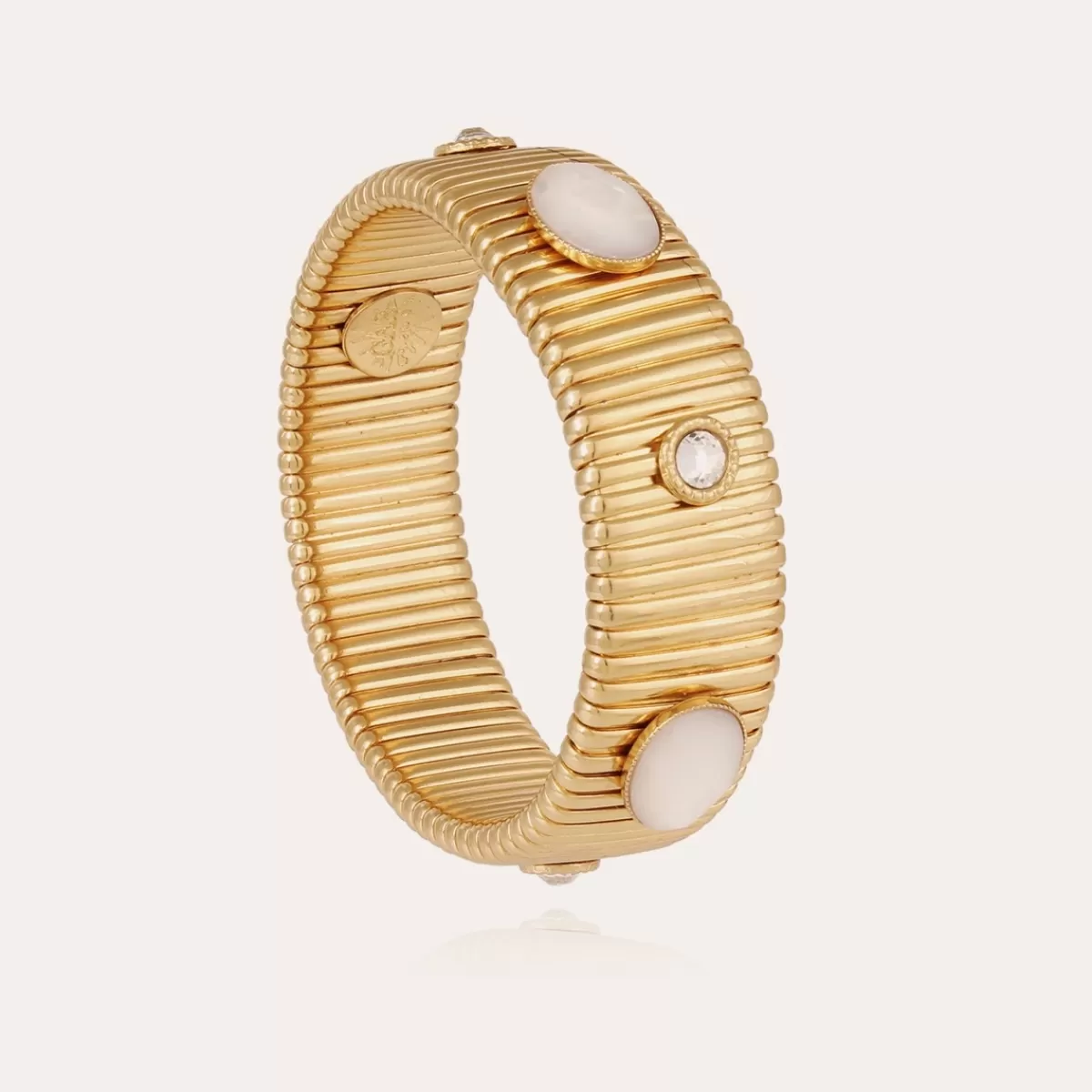 Gas Bijoux Bracelet Strada moyen modèle doré - Nacre blanche & Strass Cristal Flash Sale