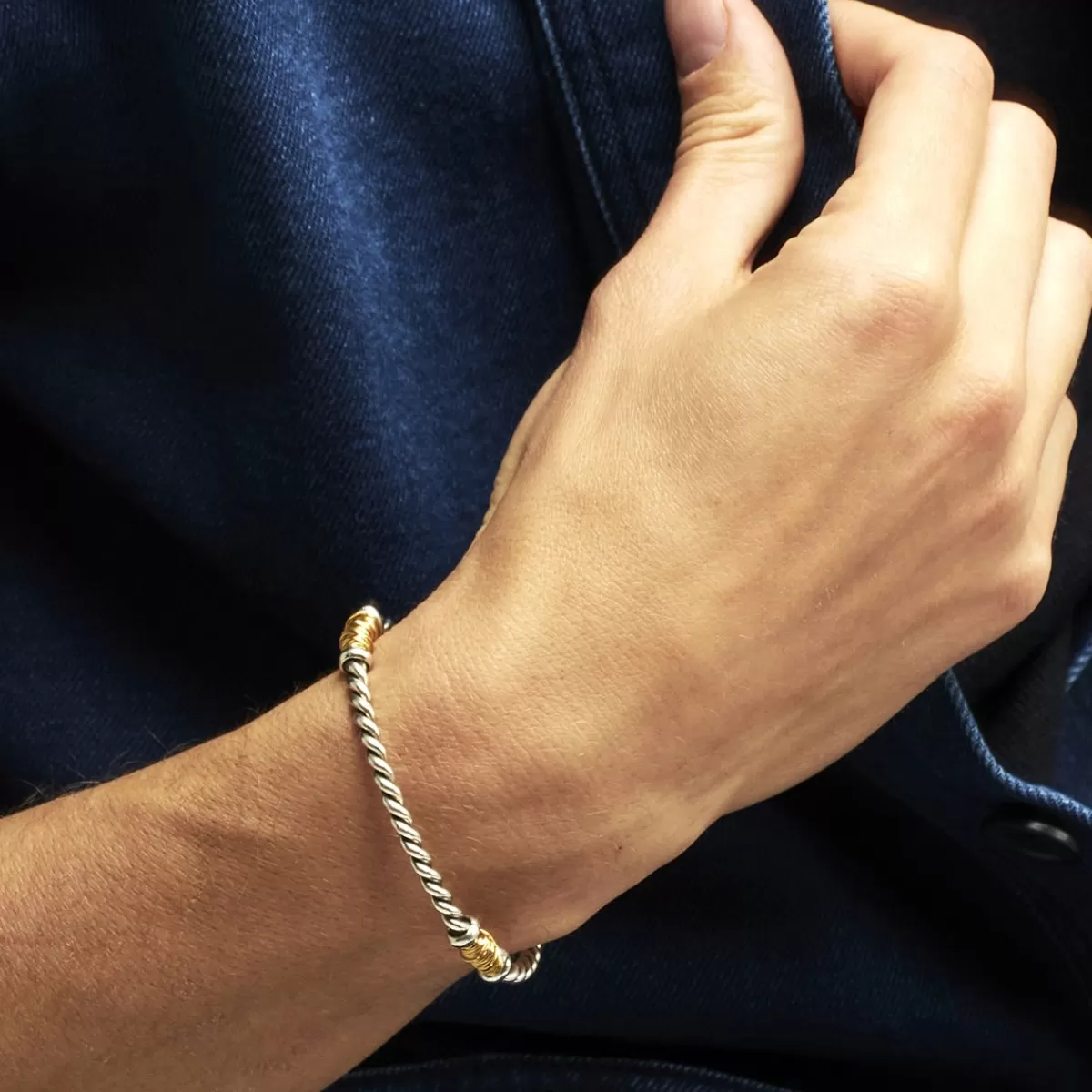 Gas Bijoux Bracelet Torsade grand modèle bicolore Outlet