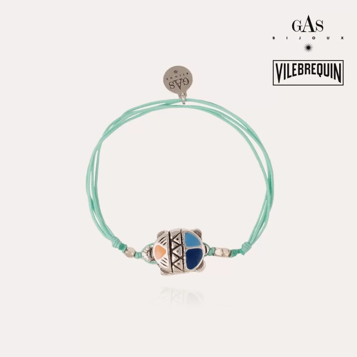 Gas Bijoux Bracelet Tortue émail Vilebrequin grand modèle argenté Best