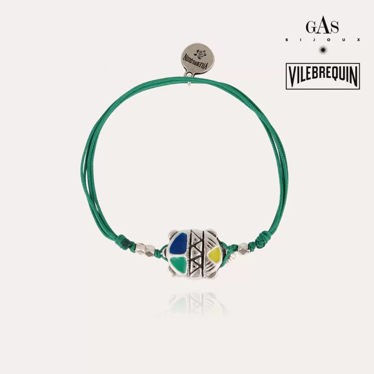 Gas Bijoux Bracelet Tortue émail Vilebrequin grand modèle argenté Best