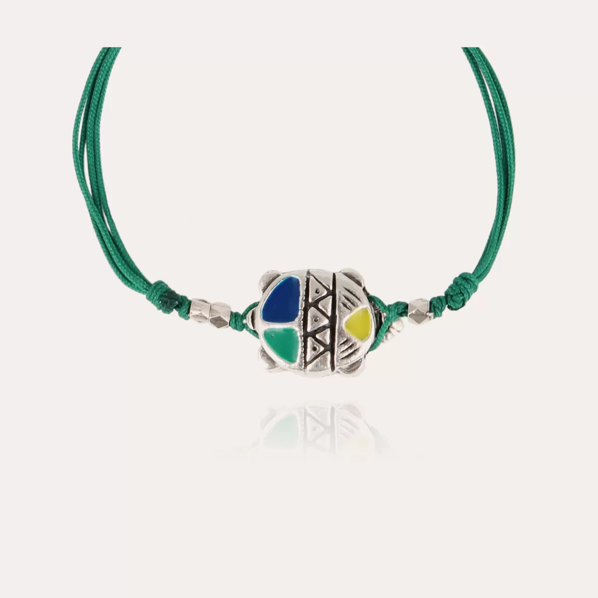 Gas Bijoux Bracelet Tortue émail Vilebrequin grand modèle argenté Best