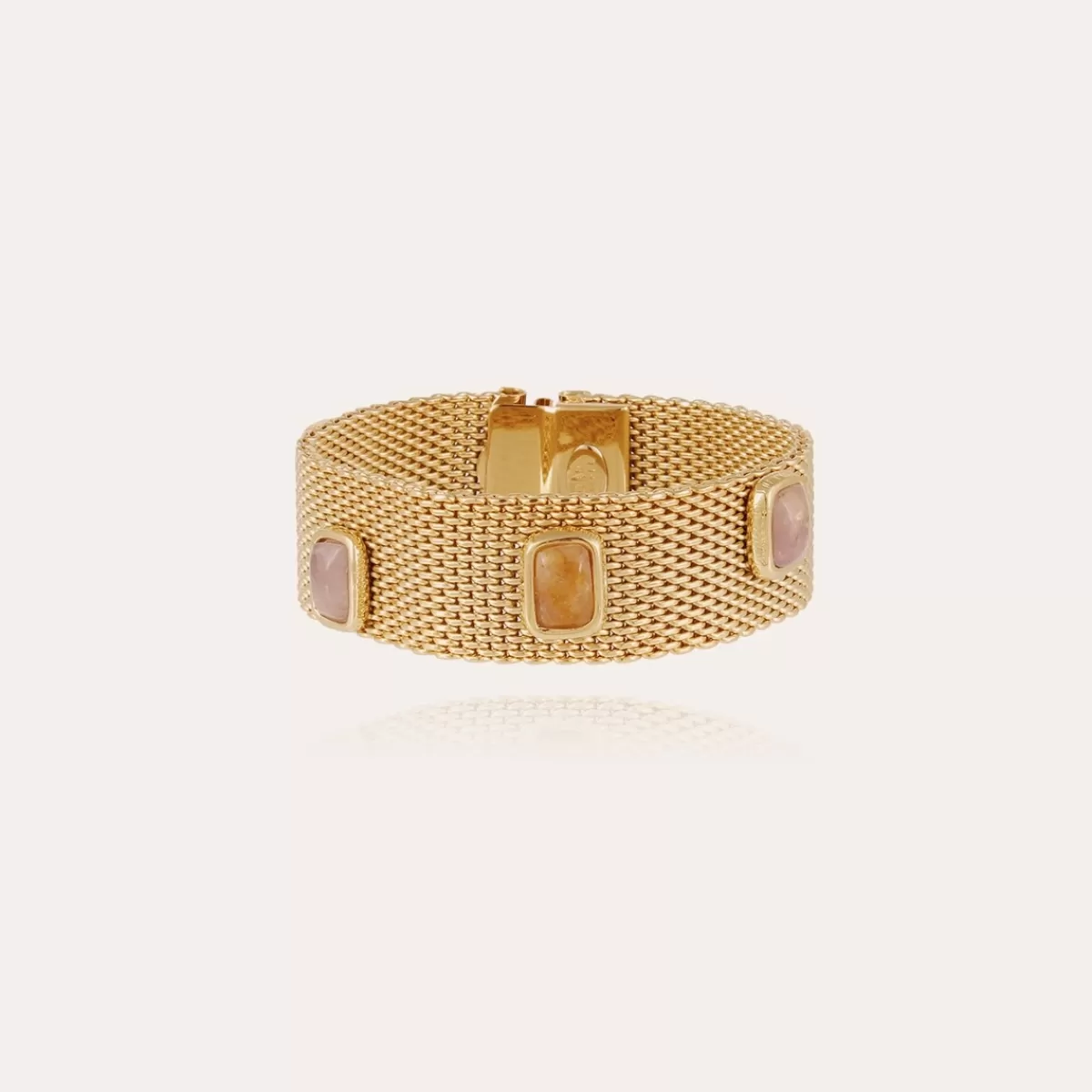 Gas Bijoux Bracelet Totem Pierre grand modèle doré - Améthyste & Hématoide jaune Nacre blanche Store