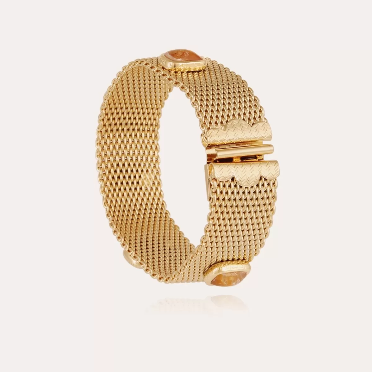 Gas Bijoux Bracelet Totem Pierre grand modèle doré - Améthyste & Hématoide jaune Nacre blanche Store
