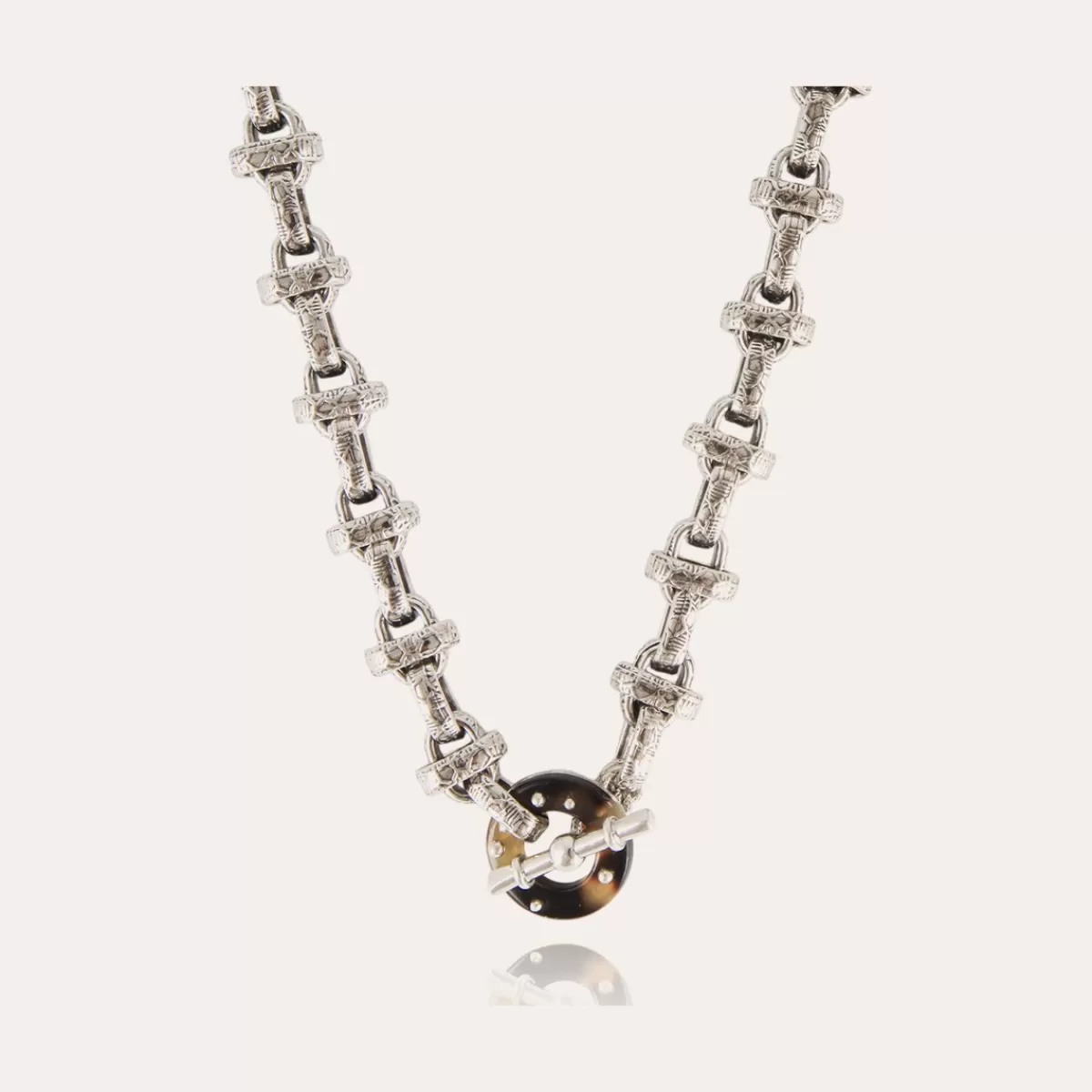 Gas Bijoux Collier Adrian acétate argenté - Écaille Fashion