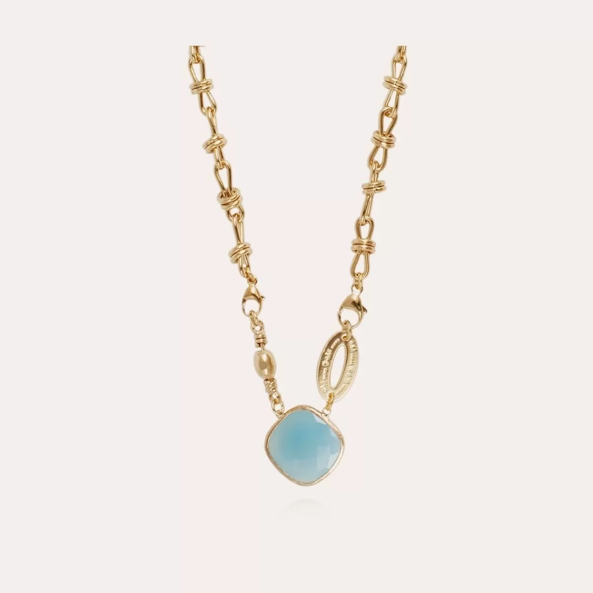 Gas Bijoux Collier Billy doré - Calcite bleue Nacre blanche Fashion