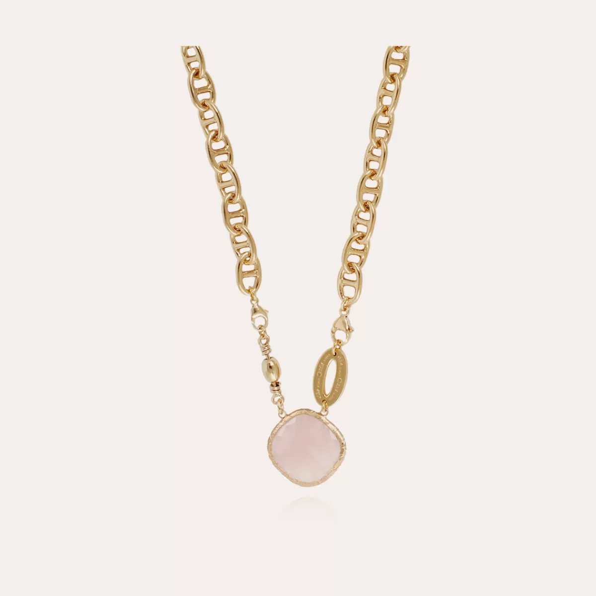 Gas Bijoux Collier Billy doré - Quartz rose Nacre blanche Discount