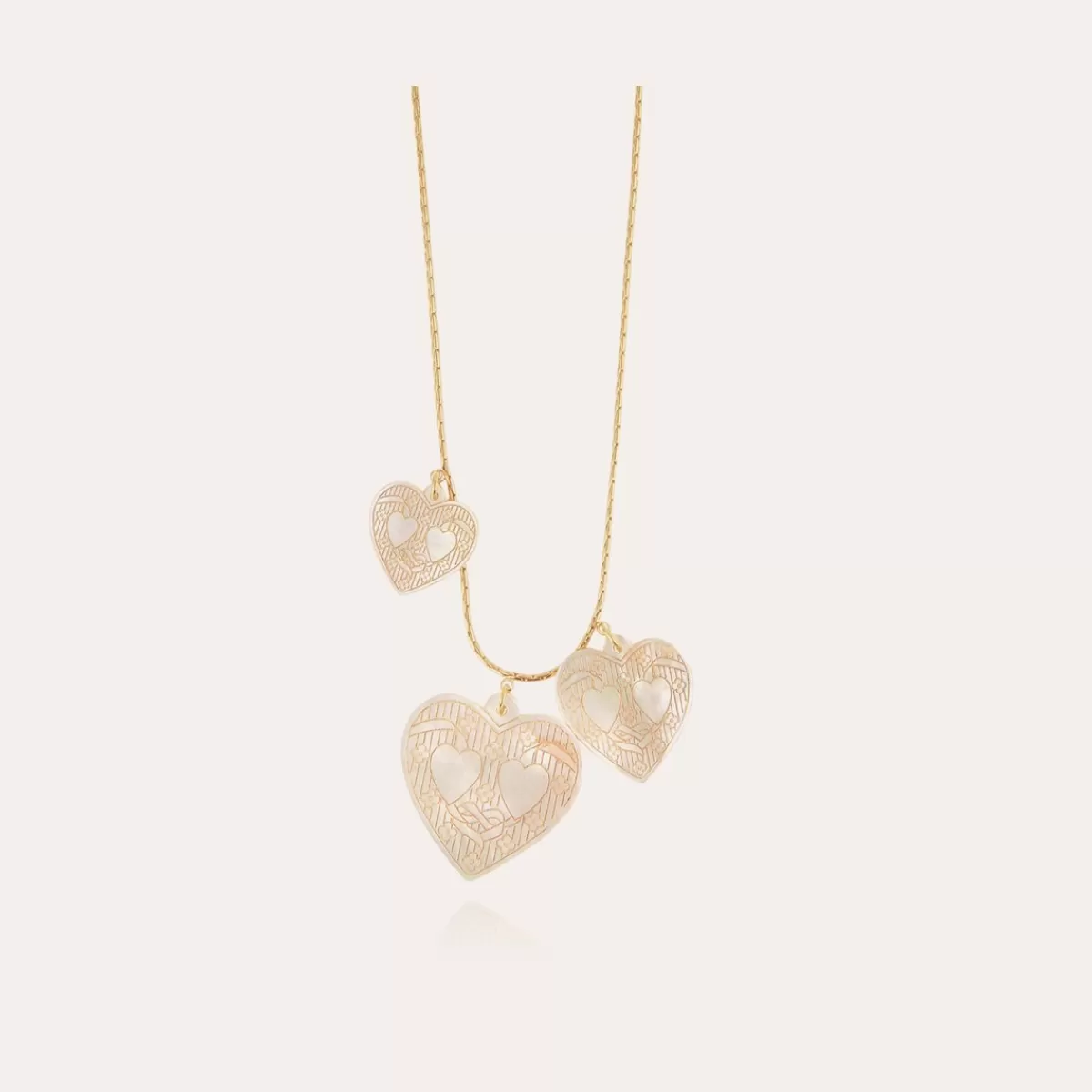 Gas Bijoux Collier Gilot grand modèle doré - Nacre blanche Outlet