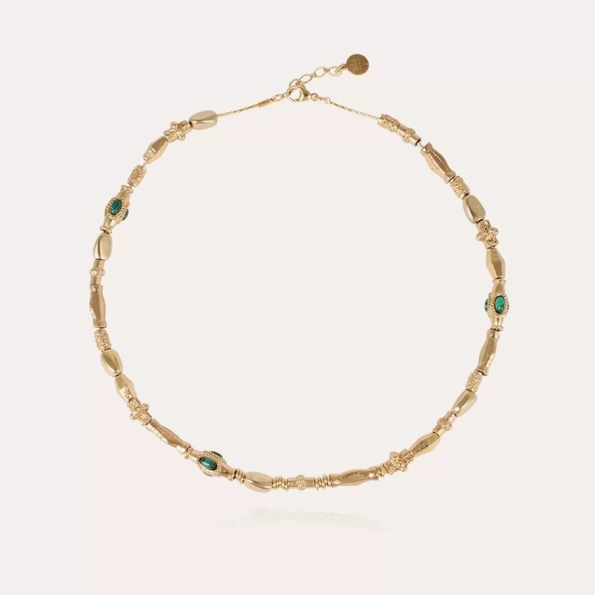 Gas Bijoux Collier Kali cabochons doré - Malachite Cornaline Best