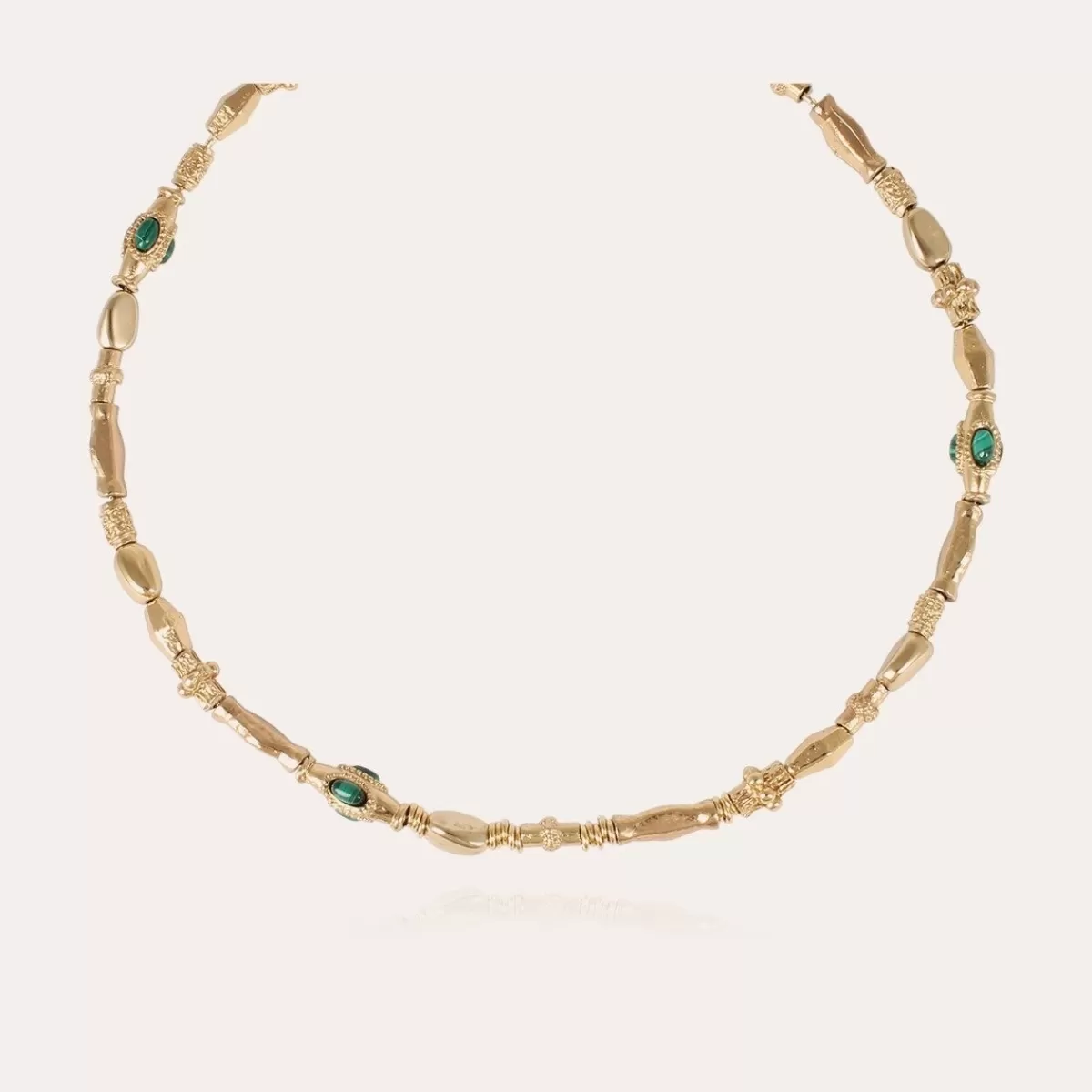 Gas Bijoux Collier Kali cabochons doré - Malachite Cornaline Best