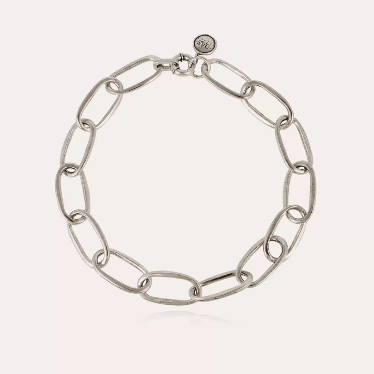 Gas Bijoux Collier Maille Ovale grand modèle argenté Shop