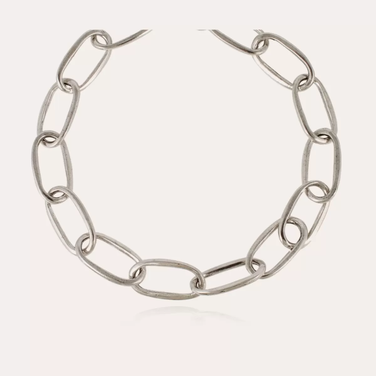 Gas Bijoux Collier Maille Ovale grand modèle argenté Shop