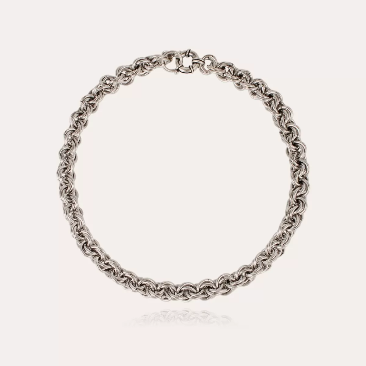 Gas Bijoux Collier Maille rond entrecroisé argenté Store