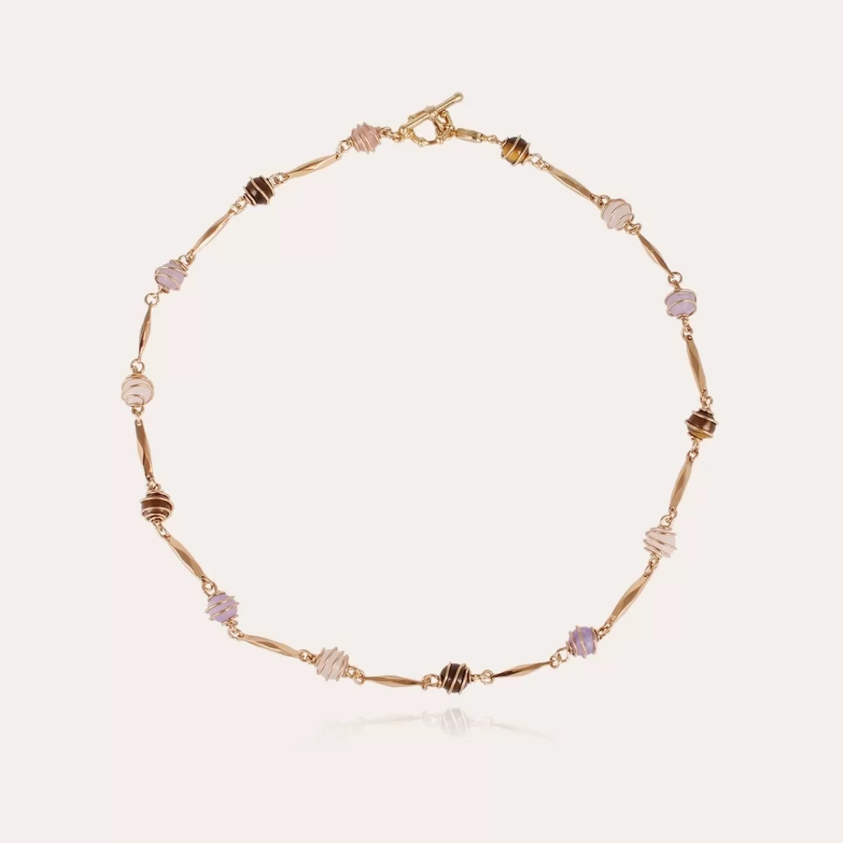 Gas Bijoux Collier Perla Serti doré Oeil de Tigre Store
