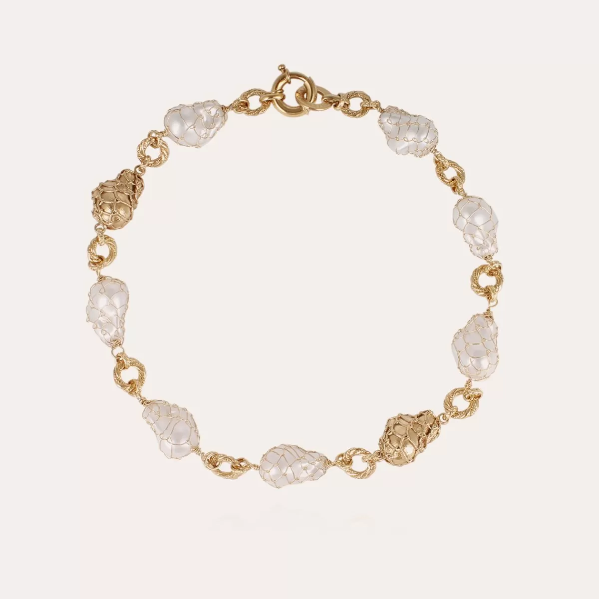 Gas Bijoux Collier Rainbow Biwa Bis doré Nacre blanche Shop
