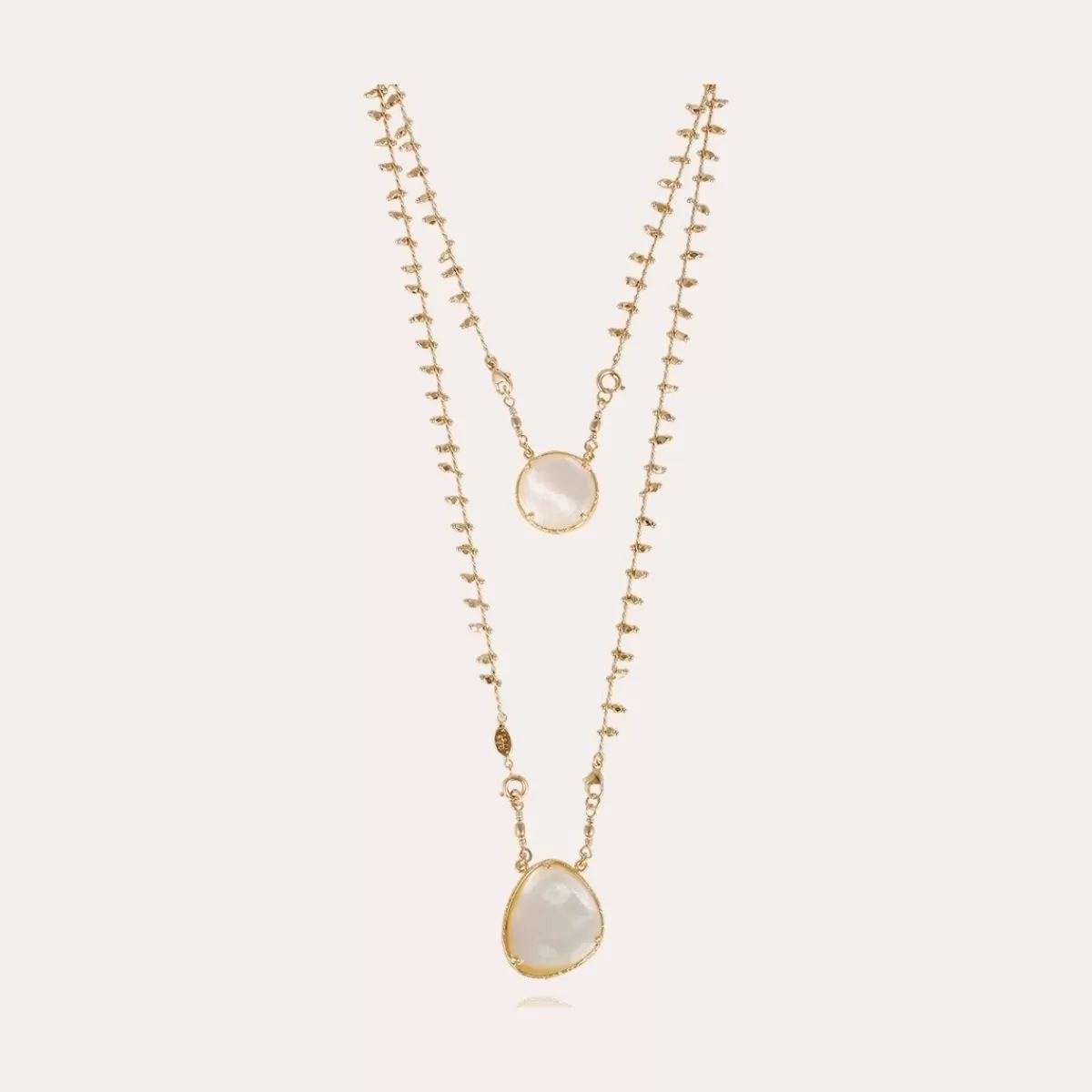 Gas Bijoux Collier Scapulaire Serti doré - Nacre blanche Fashion