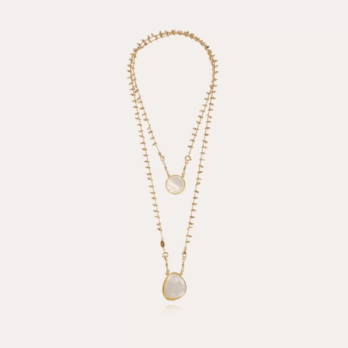 Gas Bijoux Collier Scapulaire Serti doré - Nacre blanche Fashion