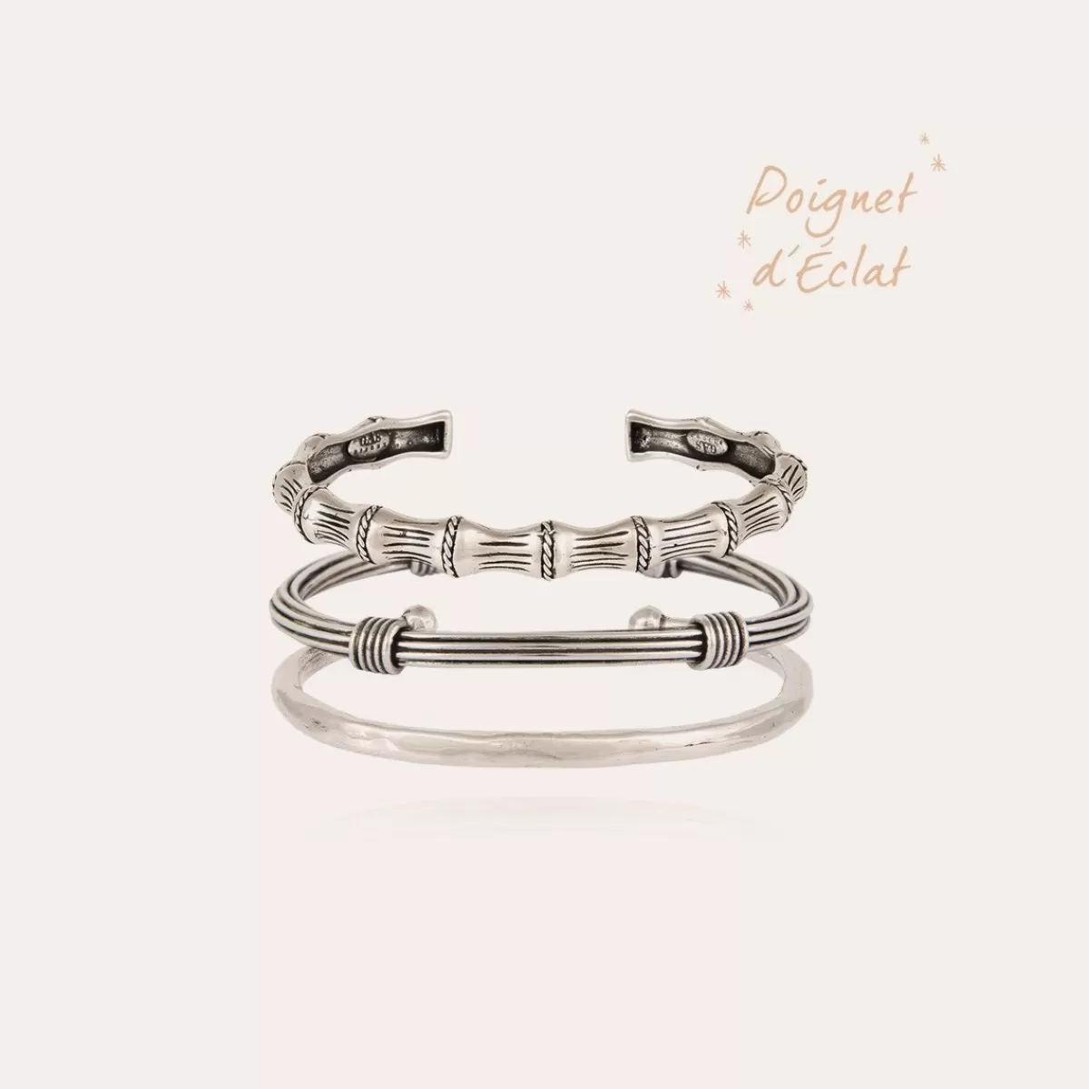 Gas Bijoux Poignet d'éclat Bambou, Ariane & Lino argenté Best Sale