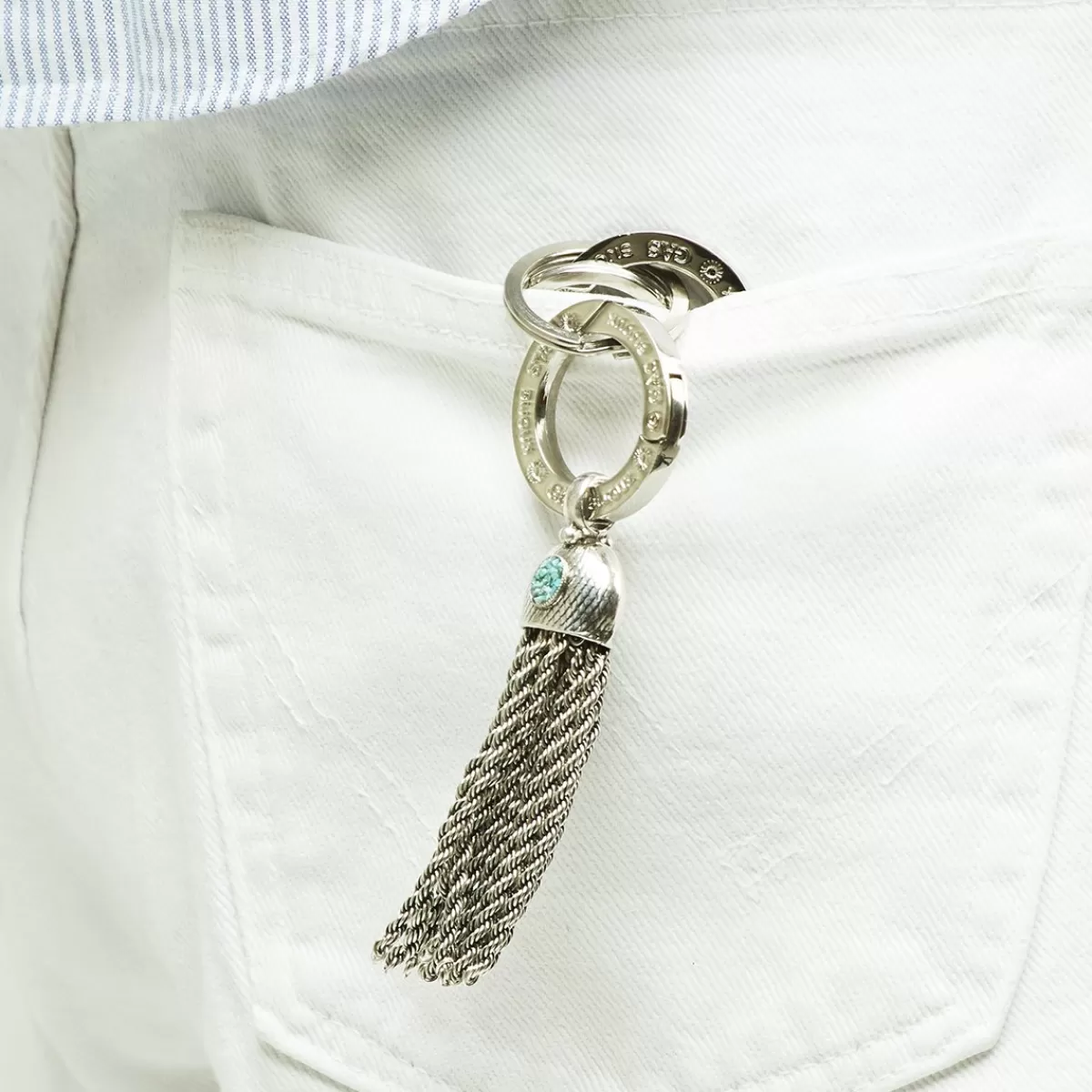 Gas Bijoux Porte-clés Pompon cabochon argenté Shop