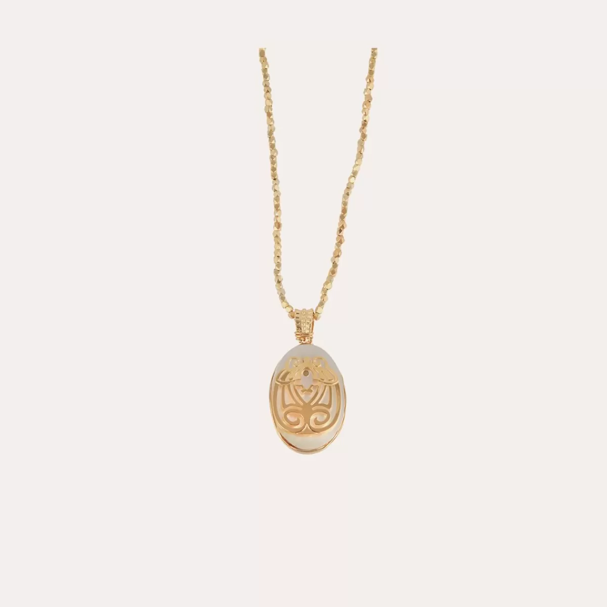 Gas Bijoux Sautoir Lucky Scarabée nacre doré Nacre blanche Fashion