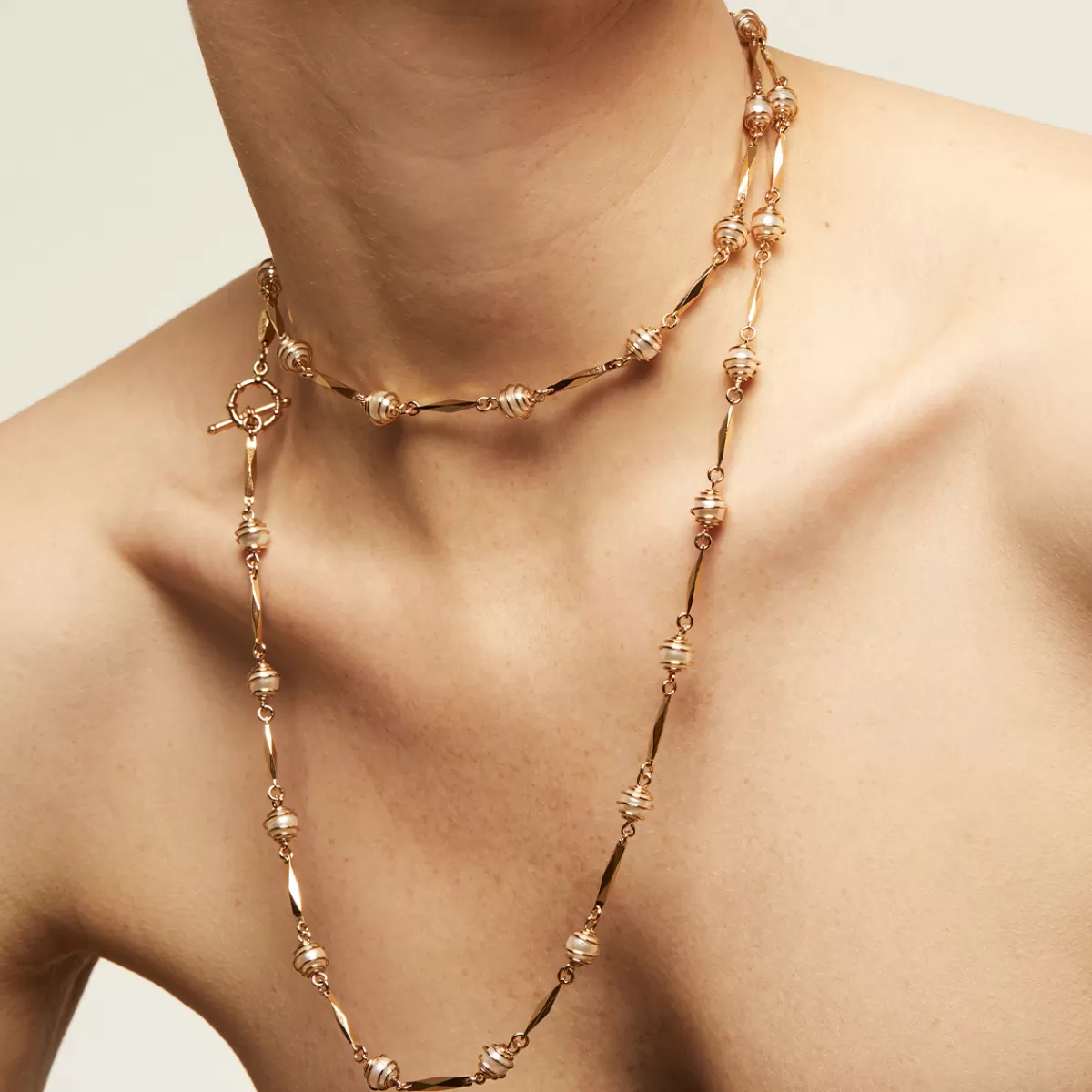 Gas Bijoux Sautoir Perla doré Nacre blanche Best Sale