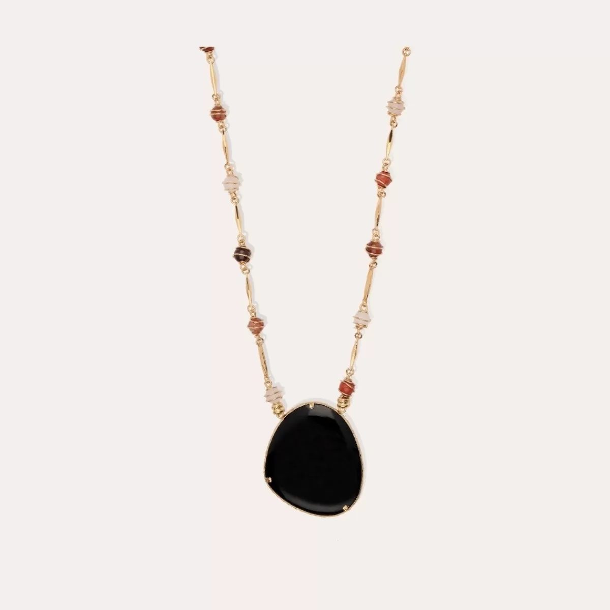 Gas Bijoux Sautoir Perla Pierre grand modèle doré - Basalte noir Store