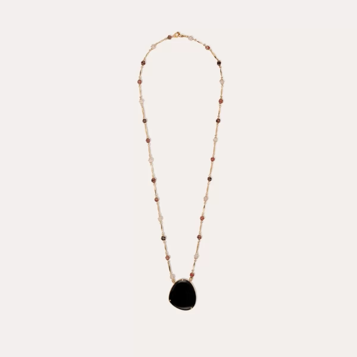 Gas Bijoux Sautoir Perla Pierre grand modèle doré - Basalte noir Store