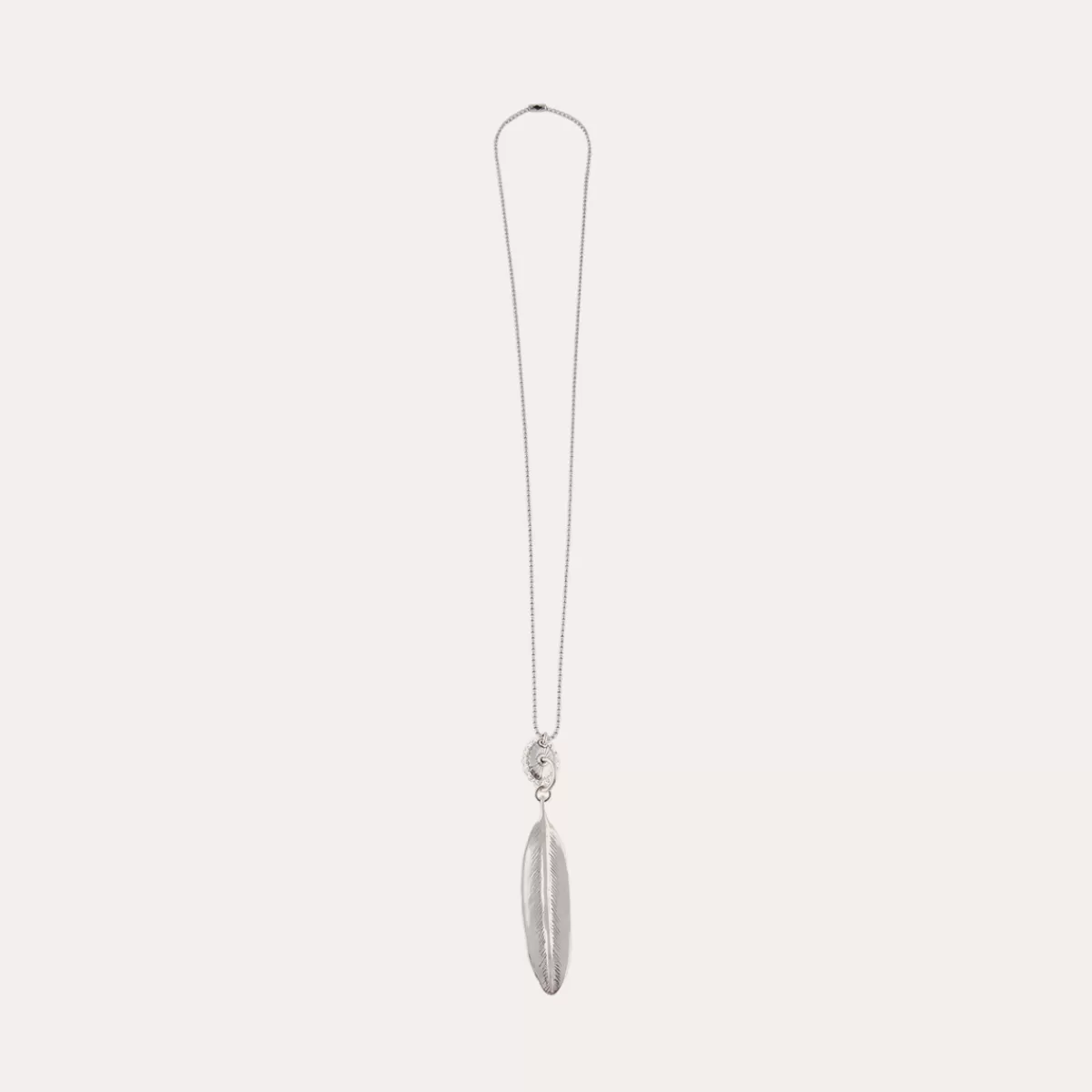 Gas Bijoux Sautoir Plume gravée argenté Sale