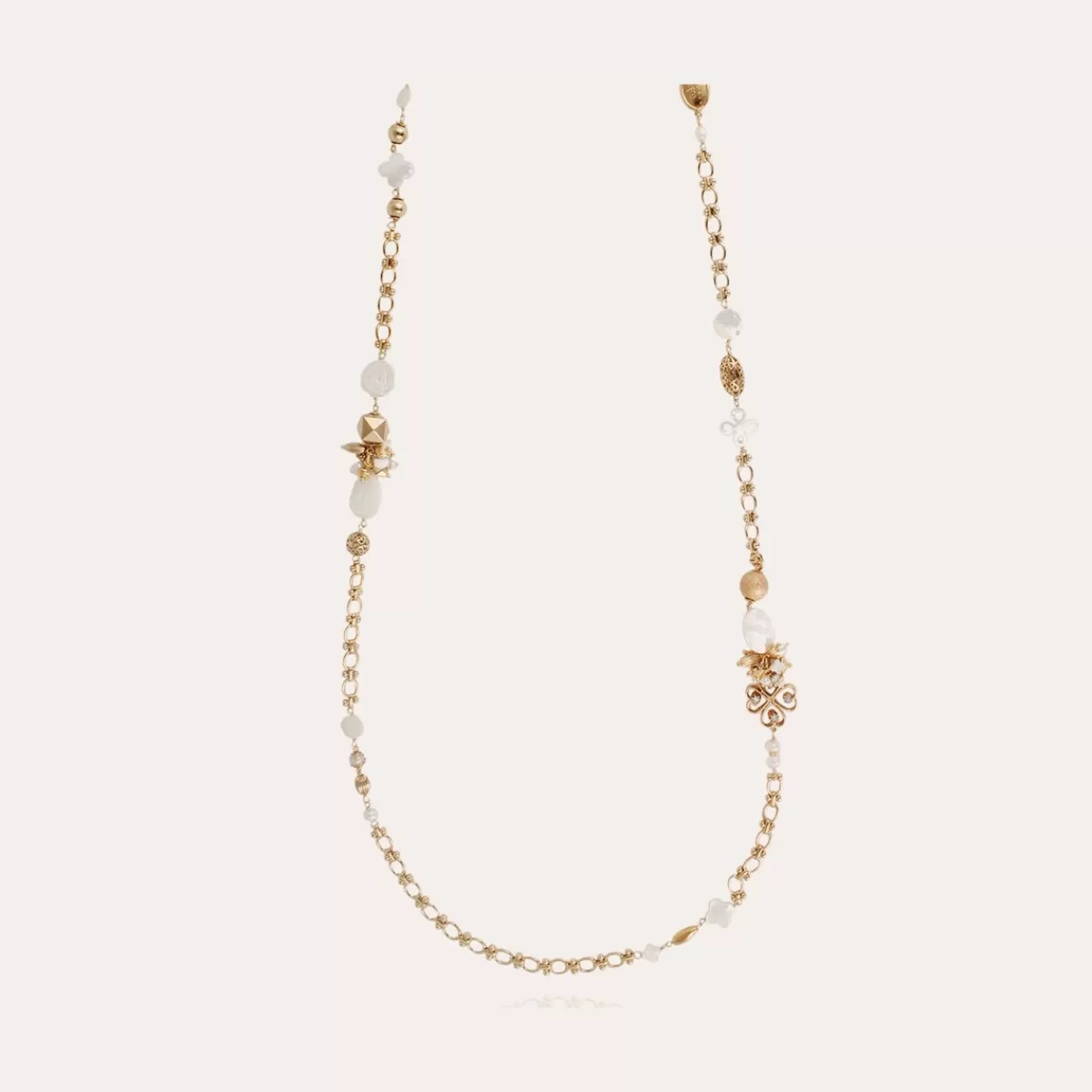 Gas Bijoux Sautoir Victorien doré - Nacre blanche Discount